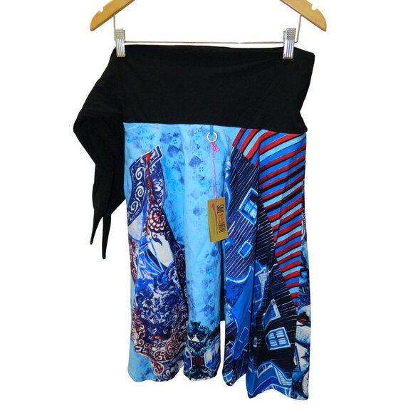 Save The Queen Womens Large Multicolor Artistic Print Skirt Made In Italy - Picture 1 of 16